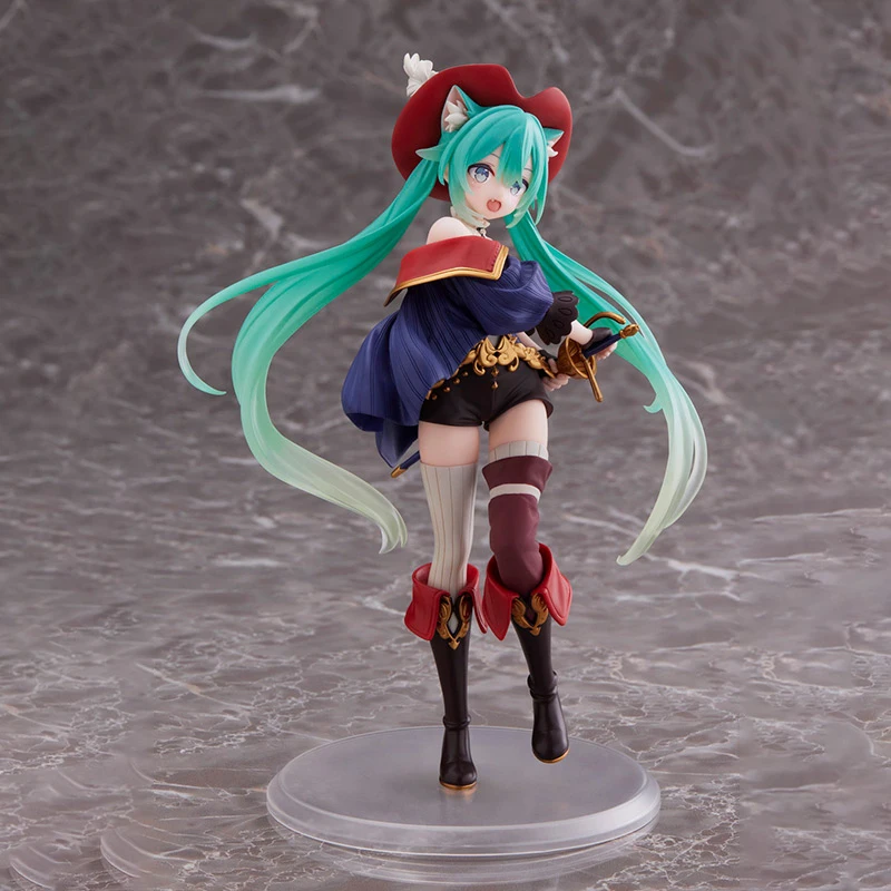 

Original Taito Hatsune Miku Figure Wonderland Piapro Miku Puss In Boots Anime Action Model Collectible Toys Decoration Gift