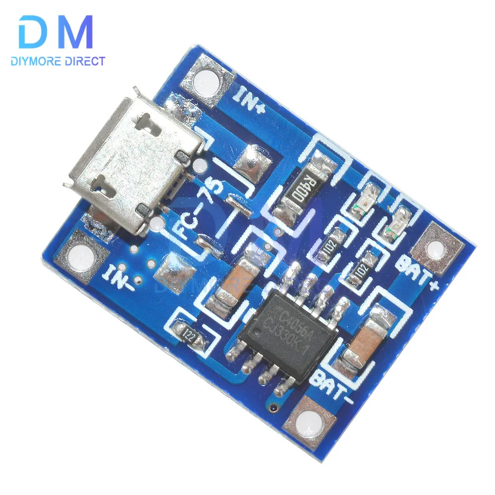 

Micro USB 5V 1A 18650 TP4056 Lithium Battery Charger Module Charging Board