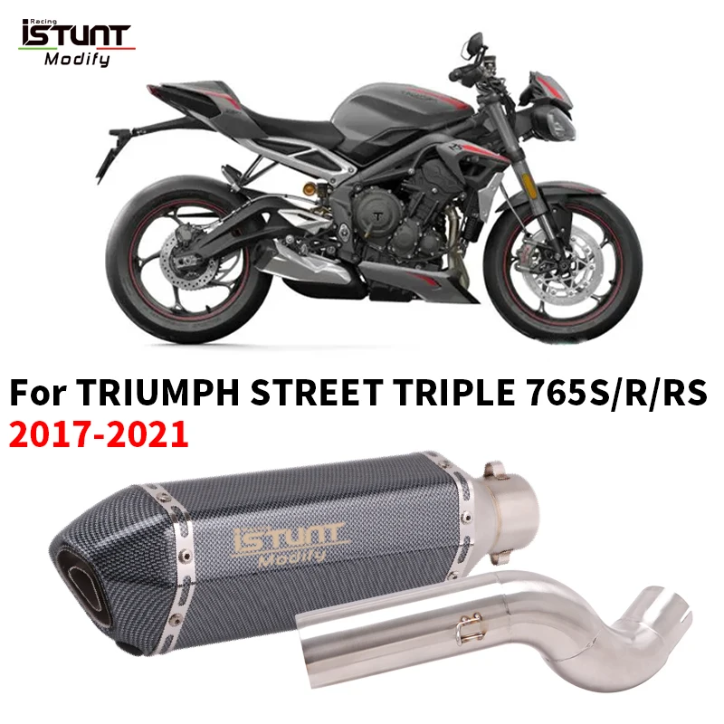 

Для TRIUMPH STREET TRIPLE 765S/R/RS 2017-2021 Модифицированная выхлопная труба среднего звена для мотоцикла катализатор удаляемая труба с глушителем