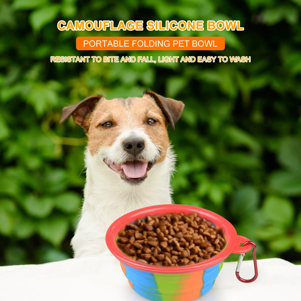 

Стильная Складная миска для домашних животных, уличный портативный контейнер для щенков, миска для кормления, силиконовая миска для хранен...