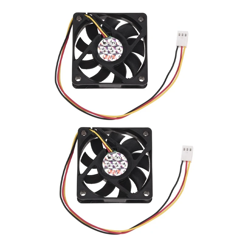 

2X DC 12V 0.2A Black Plastic 3 Pin Connector PC Computer Case Cooling Fan 60X60mm