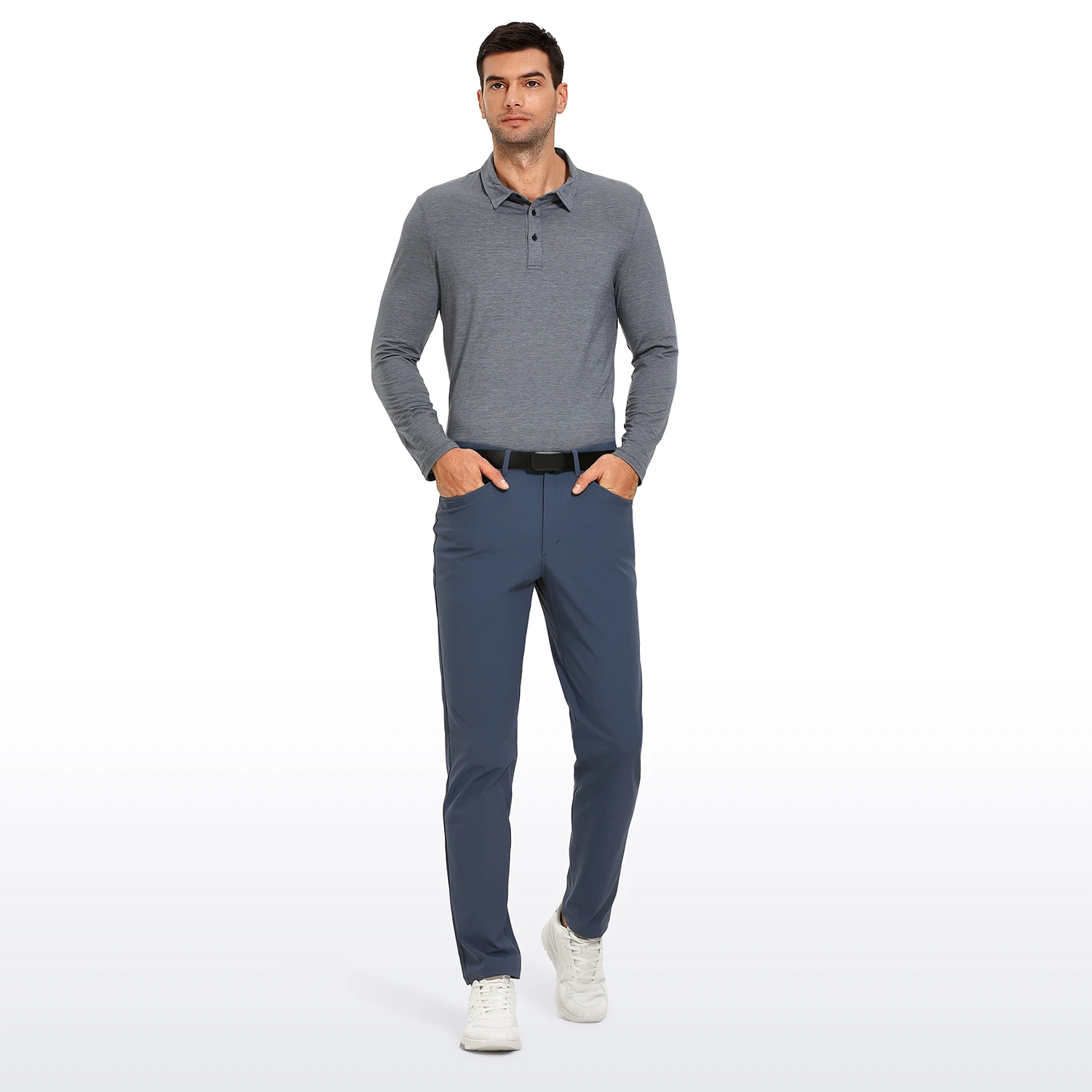 CRZ YOGA Men's Stretch Golf Pants - 32''  Slim Fit Work Pants Stretch Quick Dry 5-pocket Thick Travel Pants