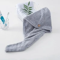 bamboo fiber hair towel soft spa quick dry turban shower hair wrap solid light grey hair towel wooden baby bear button d30