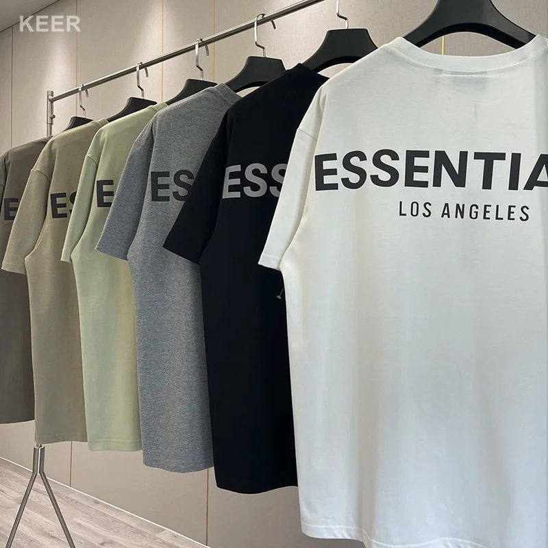 

Summer Essentials Men's T shirts Cotton LA Letters Reflective 1:1 High-Quality Hip Hop Top Tee Oversized Unisex T-Shirts