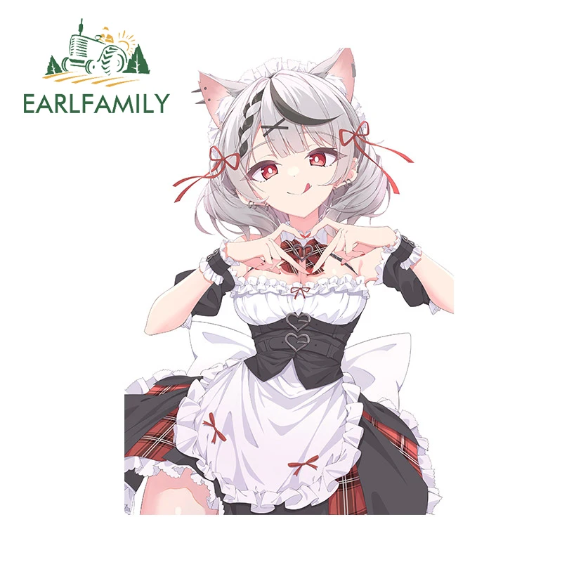 

EARLFAMILY 13 см x 9,2 см для кошачьих ушек, Искусственная Девушка, креативная Водонепроницаемая Солнцезащитная наклейка, аксессуары для лобового с...