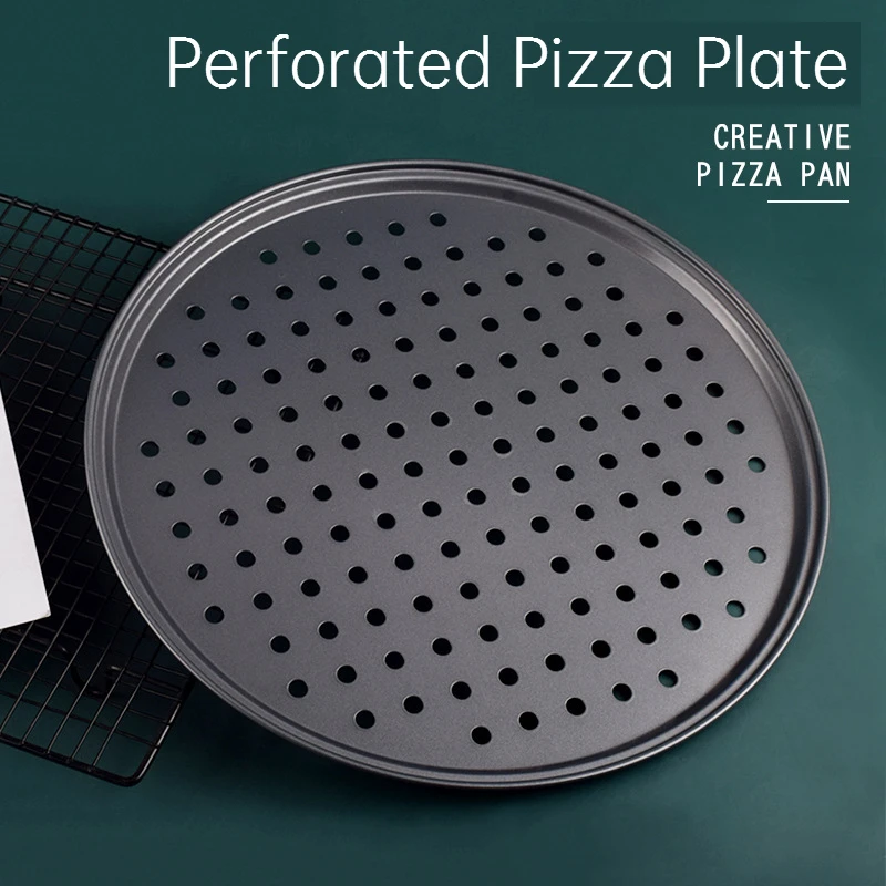 

Baking Steel Round Pizza Pan with Holes Oven,12 Inch Bakeware Pizza Crisper Tray,Nonstick Baking Mold Home Restaurant Kitchen