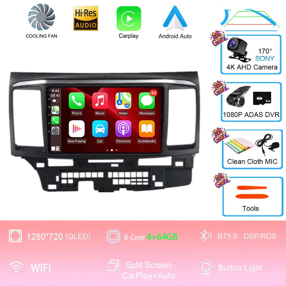 

Автомобильный радиоприемник Android 15 для MITSUBISHI LANCER 9 10 X 2008 2009 2010 2011-2016 9-дюймовый стерео аудио GPS-плеер Carplay Auto Screen