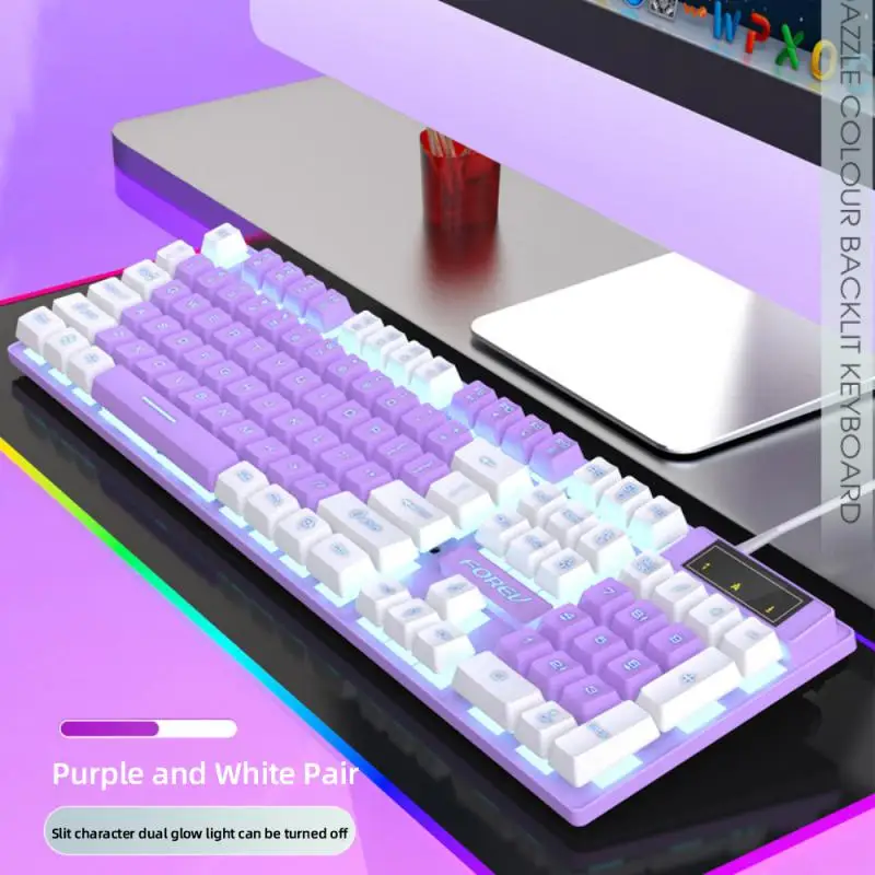 

Проводная игровая Usb-клавиатура, классная игровая эргономичная Проводная игровая клавиатура с белой подсветкой и подсветкой для киберспор...
