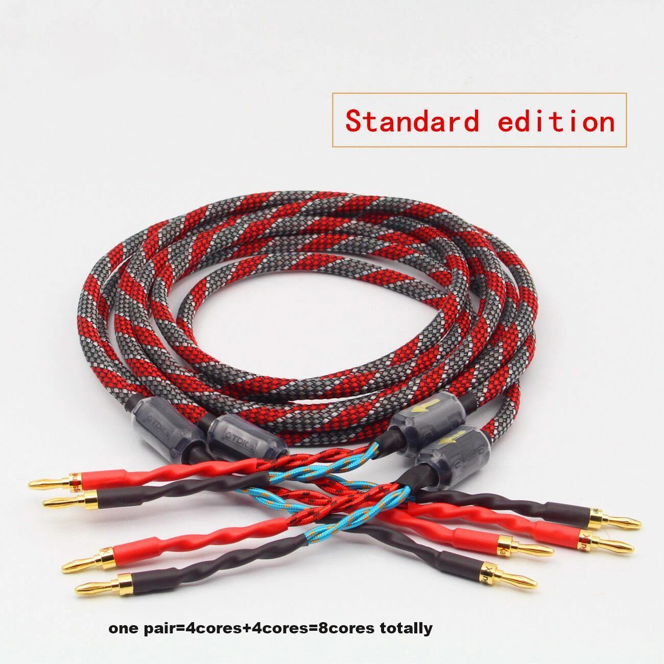 1 Pair Oxygen-free Copper（OFC）Audio HiFi Speaker Cable HI-FI High-end Amplifier Loudspeaker Cables Banana Spade plug Wire Line