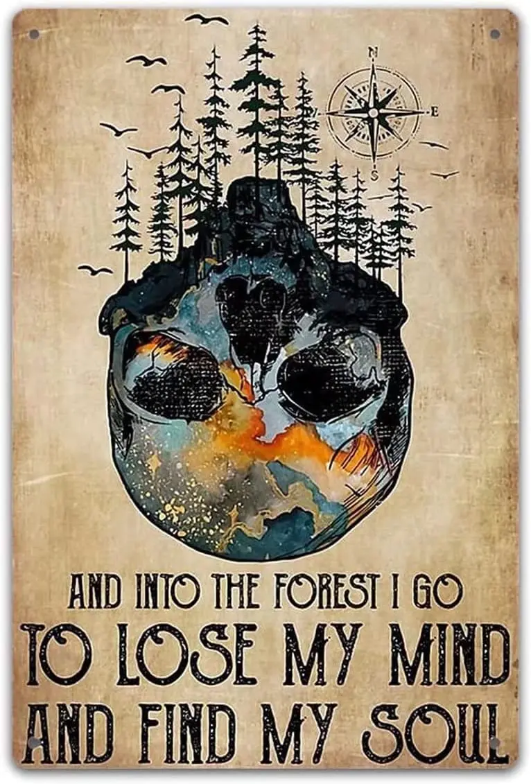 

Skeleton Into The Forest New Metal Tin Sign Retro Metal Poster Tin Sign Vintage Wall Decor for Cafe Bar Pub Home Beer Decor
