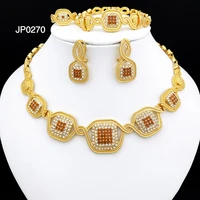 juepei italian golden jewelry set woman earrings square necklace nigeria bridal jewelry wedding party gift