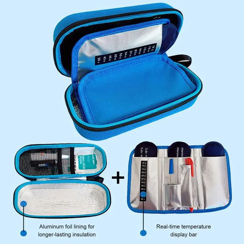 

Practical Insulin Cooling Bag Diabetic Pocket Pill Protector with 3 Ice Sticks Thermal Insulated Medicla Cooler Travel Case