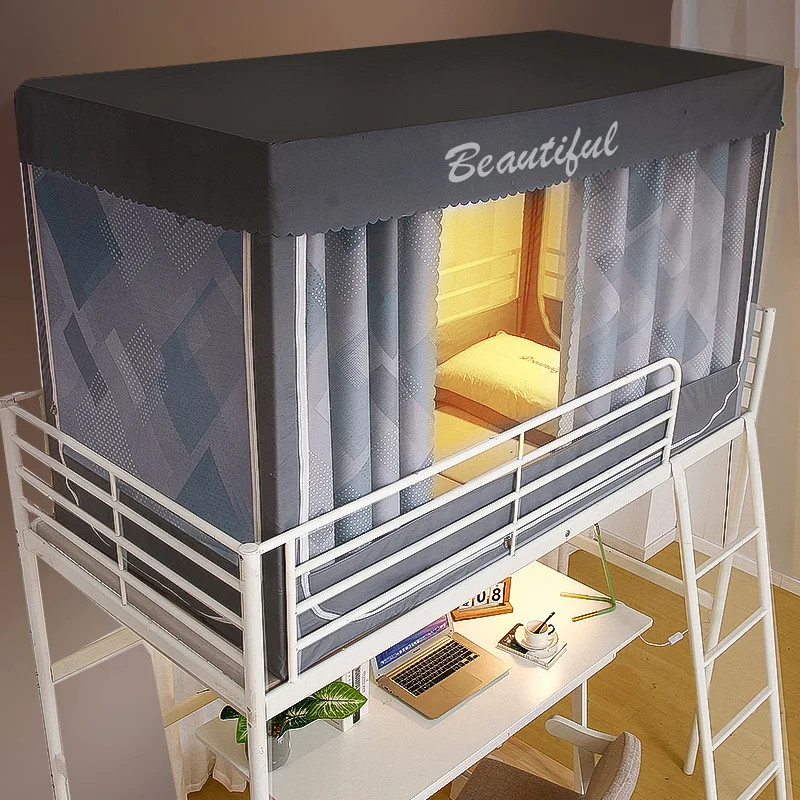 

Real Student Dormitory Integrated Bed Curtain Bedroom Bunk Bed Dual-Use Mosquito Net Bunk Bed Bunk With Bunk Bracket Curtain
