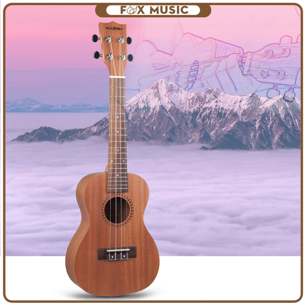 FOX 23inch Concert Ukulele 4 Strings Mini Guitar Sapele 18 Frets Ukelele Semi-Closed Knob Wholesale Price Rosewood Fretboard