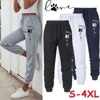 women cat paw printed sweatpants high quality cotton long pants jogger trousers outdoor casual fitness jogging pants