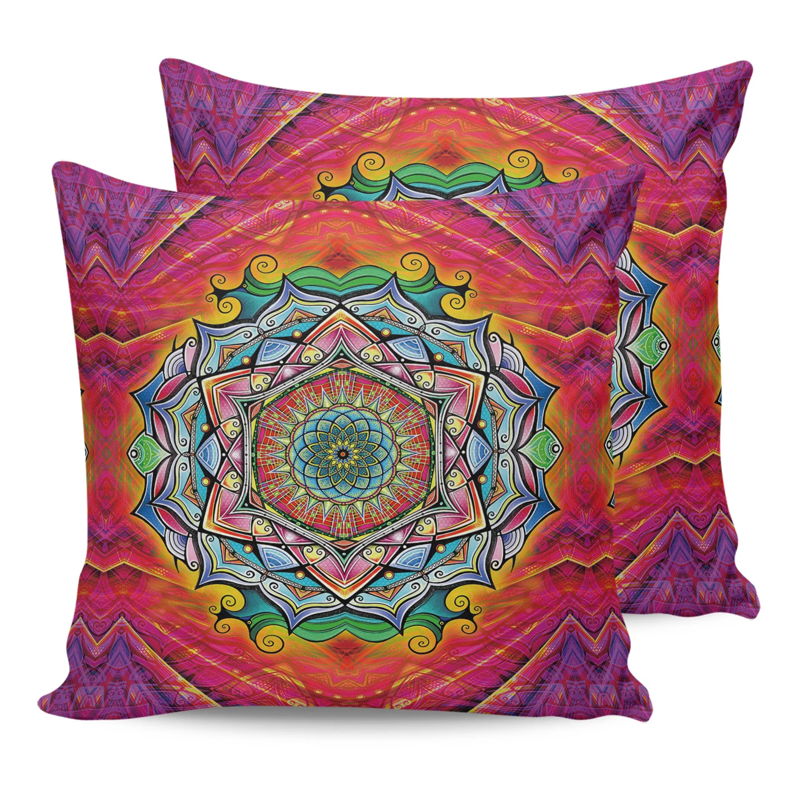 

2PCS Pillowcases Colorful Mandala Cushion Cover Home Bedding Living Room Decorative Couch Throw Pillow Case