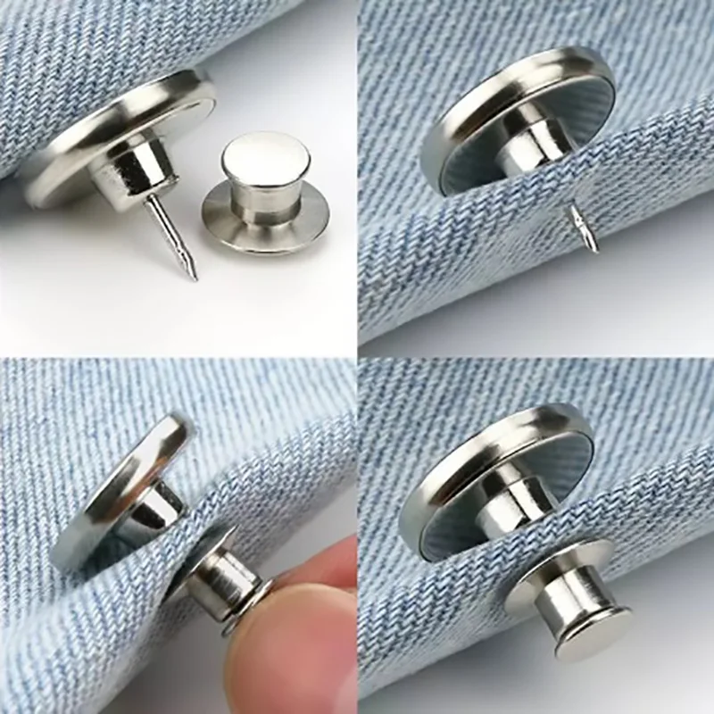 

8pcs Snap Fastener Metal Buttons For Clothing Jeans Perfect Fit Adjust Self Increase Reduce Waist Free Nail Twist Sewing Button