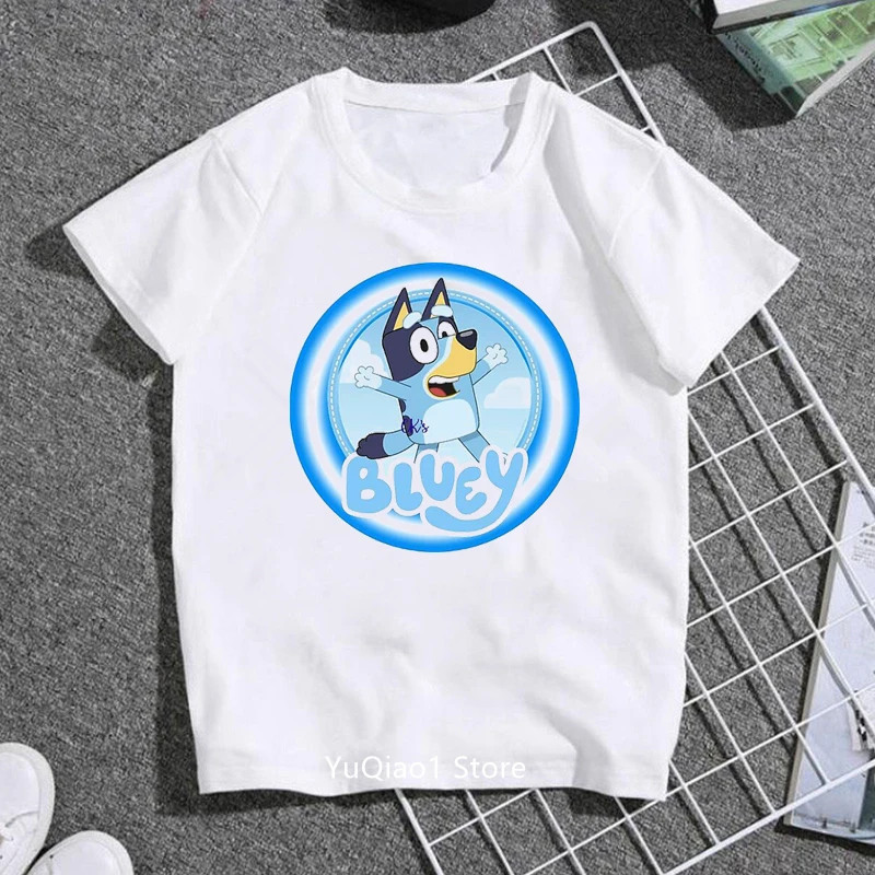 

Cartoon Blue Graphic Print Kids Clothes Funny Lovely Tshirt Girls/Boys Harajuku Shirt Birthday Gift For Children Clothing Summer