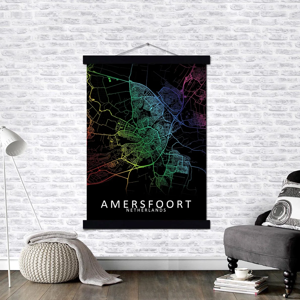 

Картина на холсте Amersfoort с изображением карты Города Нидерландов, плакат на стену с магнитной фотографией, подвесной комплект