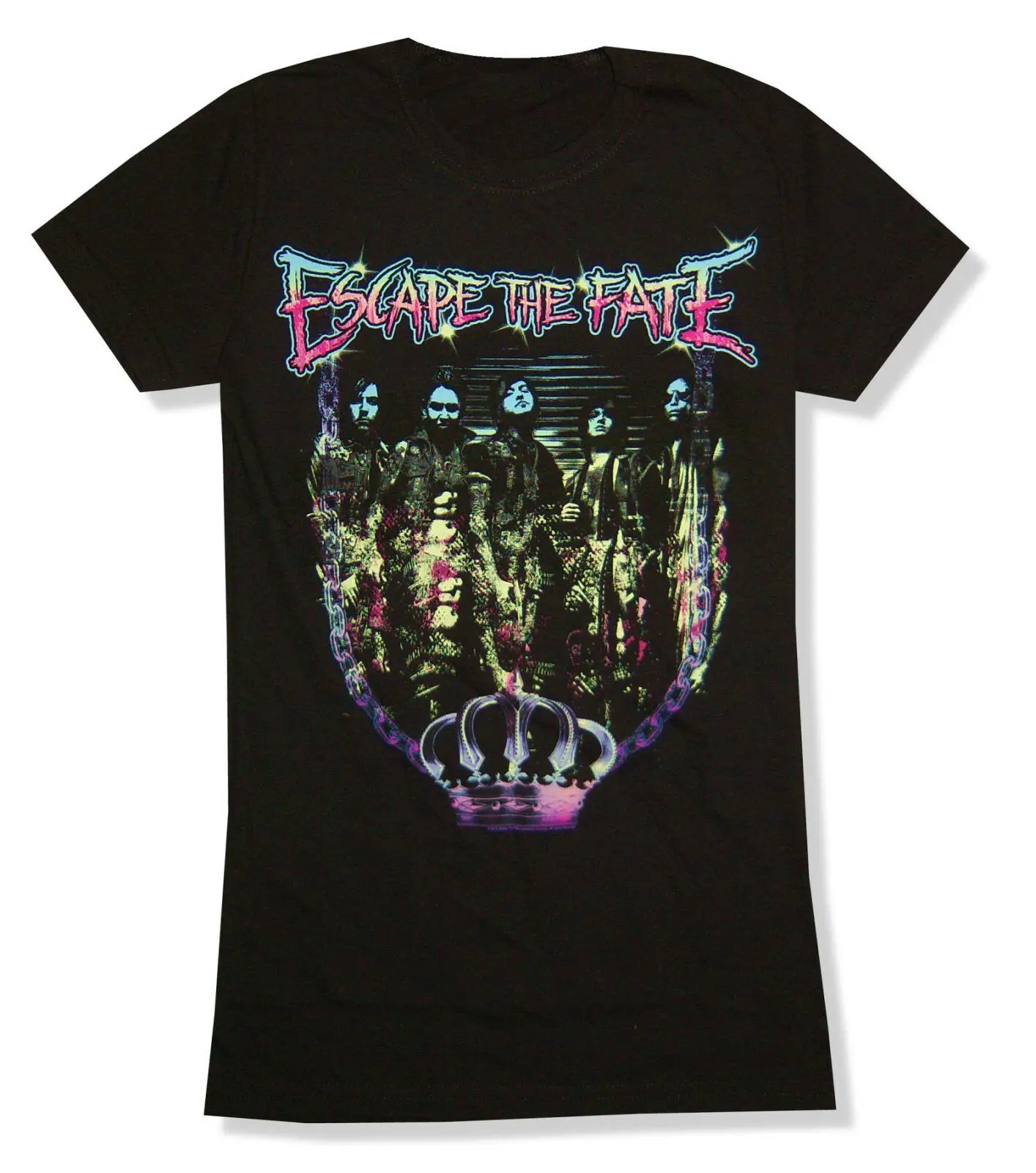 

Escape The Fate Crown Band Photo Juniors Black T-Shirt NEW