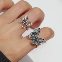 hip hop butterfly ring female personality stereo fashion creative punk hollow insect butterfly ring hand jewelry wholesale