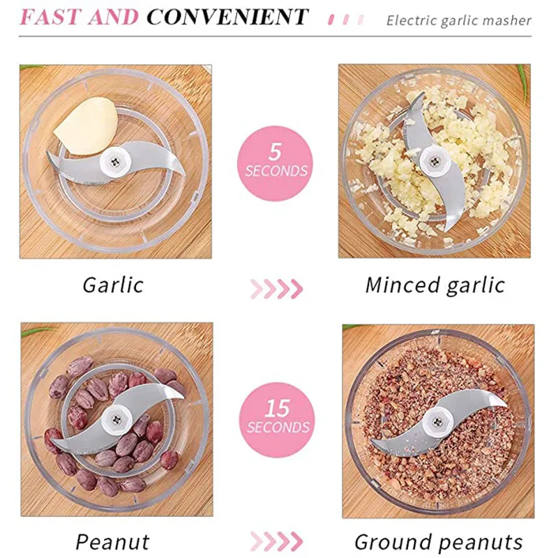 250ml electric garlic masher mini chopper vegetable chili meat ginger masher machine usb charging blenders kitchen gadgets free global shipping