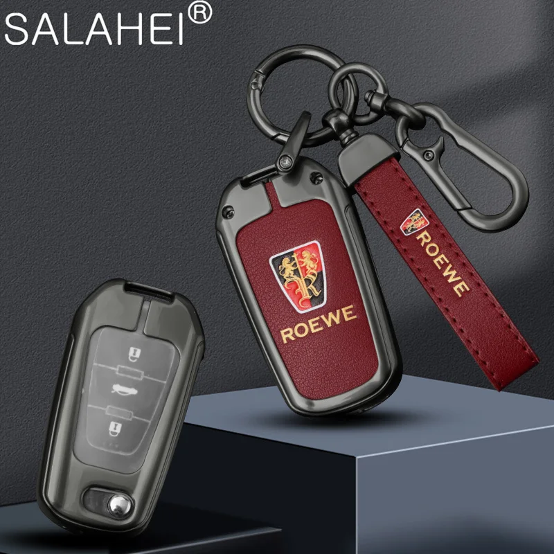 

Zinc Alloy Car Flip Remote Key Fob Case Full Cover Protector Holder Shell For Roewe 350 360 750 W5 3Buttons Keychain Accessories