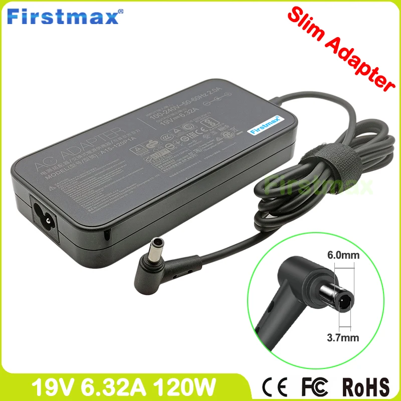 Fonte de Alimentação do Portátil 19v 6.32a 120w ac Adaptador Carregador A15120p1a Adp-120rh bs para Asus Fx505a Fx505dd Fx505dy Fx505gd Fx505ge