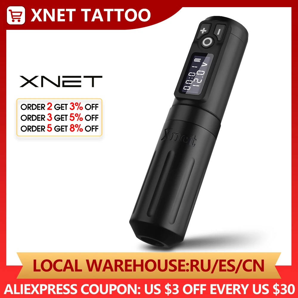 

XNET Plus 2023 Wireless Tattoo Machine Rotary Pen Custom Coreless Motor Stroke 3.5 4.0 4.2 4.5mm Tattoo Gun With RCA Adapter