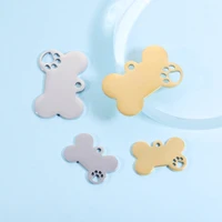 20pcs pvd plated mirror polished stainless steel cutting bone paw pendant charms for diy making bracelets necklaces keychains