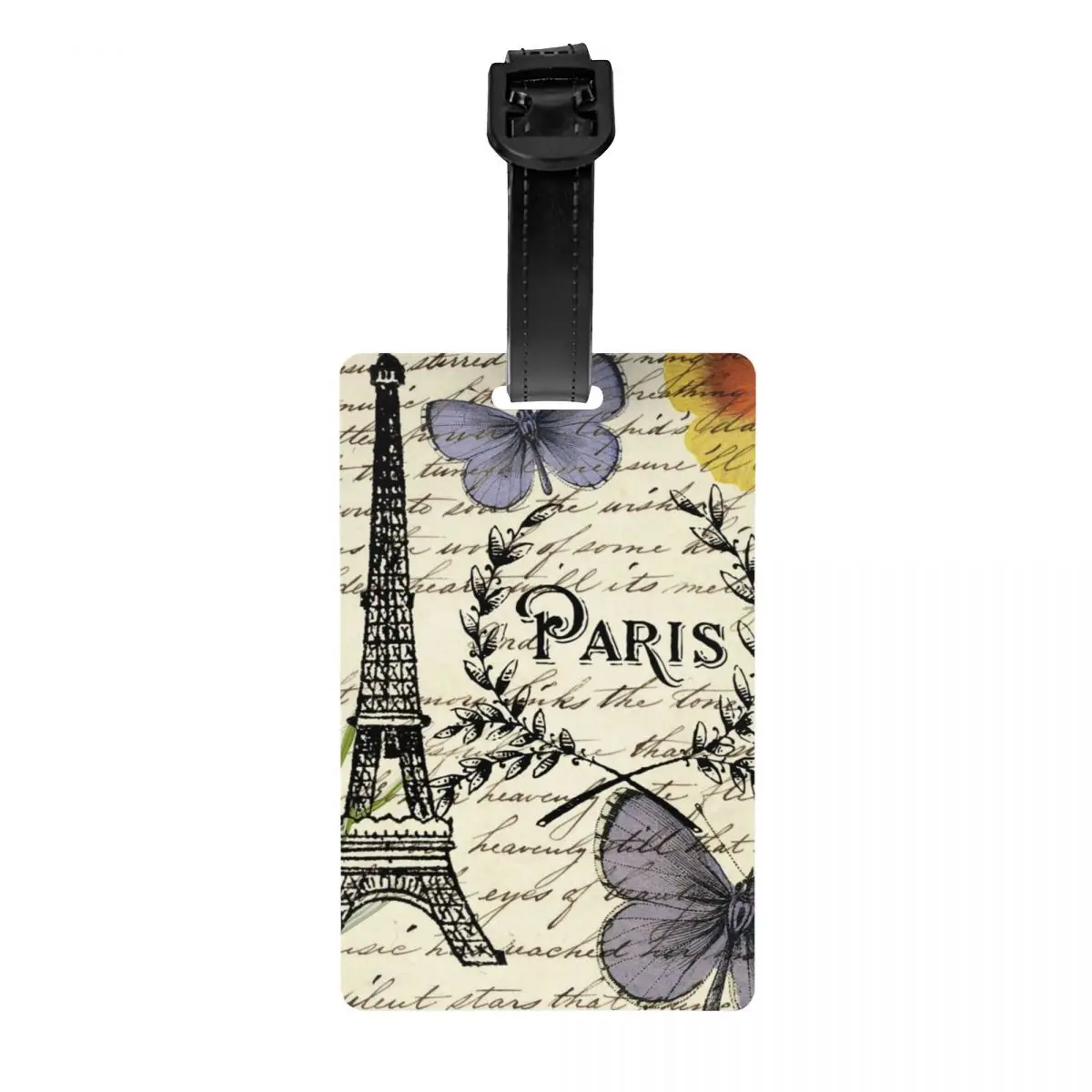 

Vintage French Paris Flower Luggage Tag Suitcase PVC Travel Accessories Retro Eiffel Tower Floral Label Luggage Bag Case Tags ID