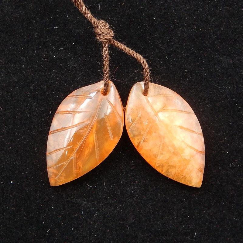 

New Jewelry accessories,Hand carved leaves Red Agate Earrings Pairs,Fashion Ornamental Gemstone Earrings22x12x3mm3.5g