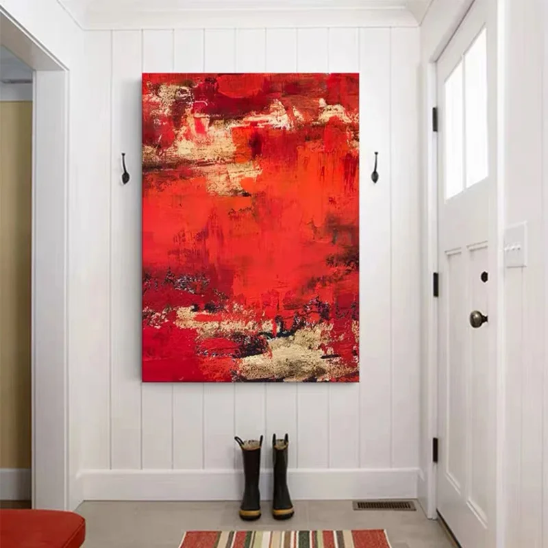 Ручная роспись Современная масляная живопись текстура красная черная Золотая