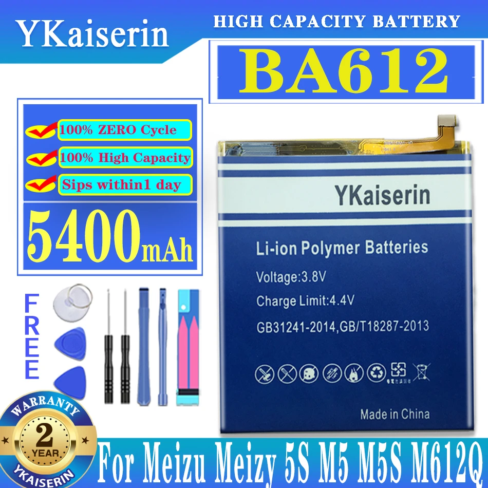 

YKaiserin BA612 BA 612 Battery For Meizu Meizy 5S M5S M612Q M612M M612H 5400mAh Smart Phone with Tools + Tracking Number