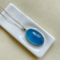 natural ice blue aquamarine oval pendant 2416 8mm big size women man love clear aquamarine 18k gold necklace aaaaa