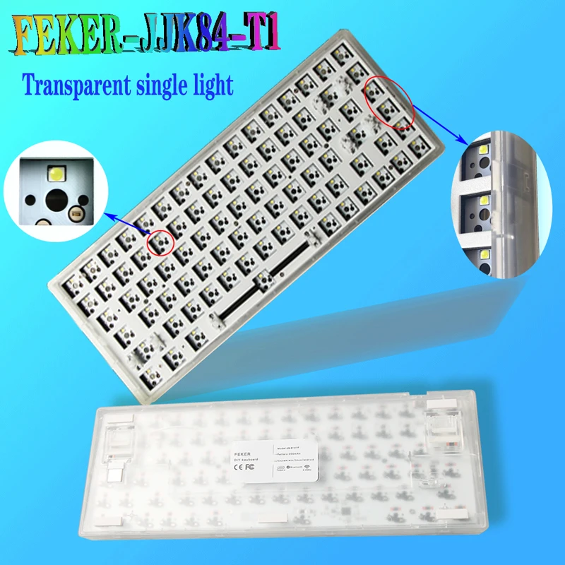 FEKER JJK84 T1 Mechanical Keyboard Kit 3/5Pin Hotswap Type-C Bluetooth 2.4G Model Built-in Battery With Or Without Light |