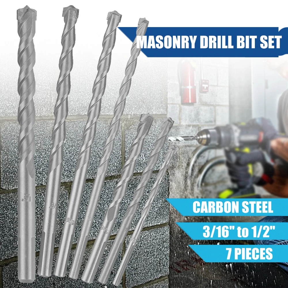 

Спиральное сверло для кирпичной кладки COMOWARE с треугольным хвостовиком 3/16 - 1/2 дюйма, 7 шт.