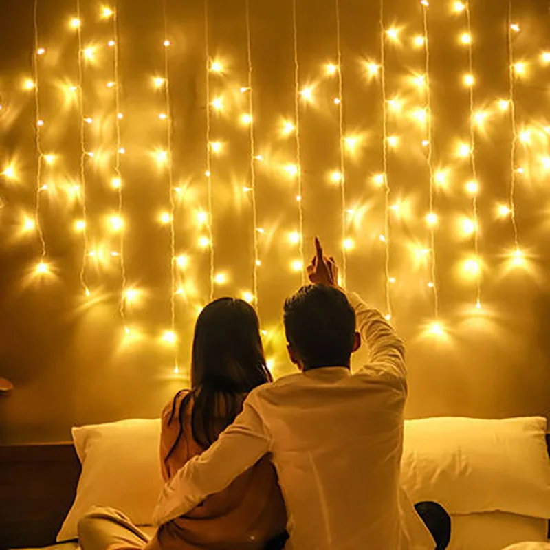 

LED Heart Shape Curtain Lights 8 Modes Waterproof Twinkle String Lights Home Decor Lights Wedding Valentine TV Backdrop Wall
