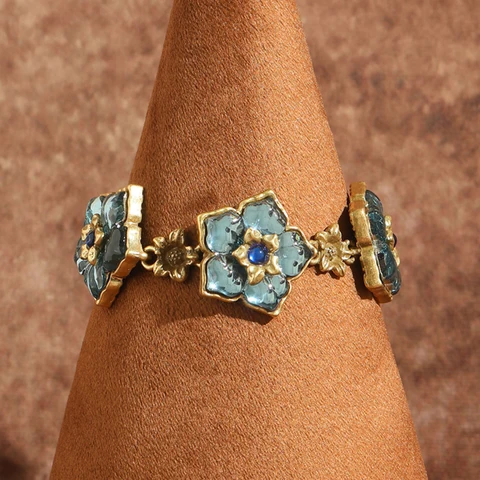 LOVE GREEN LIVE GREEN Винтажные желейные браслеты с синими цветами