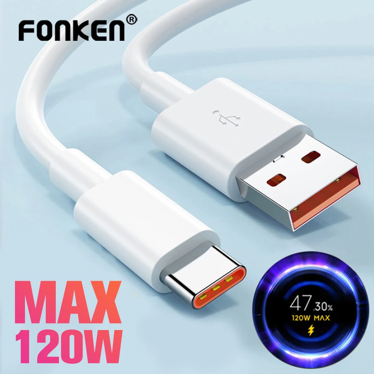 Кабель Fonken Usb Type-c 120 Вт 6 А Быстрая Зарядка Для Xiaomi Mi 12 11 10 9 Redmi Note Ultra