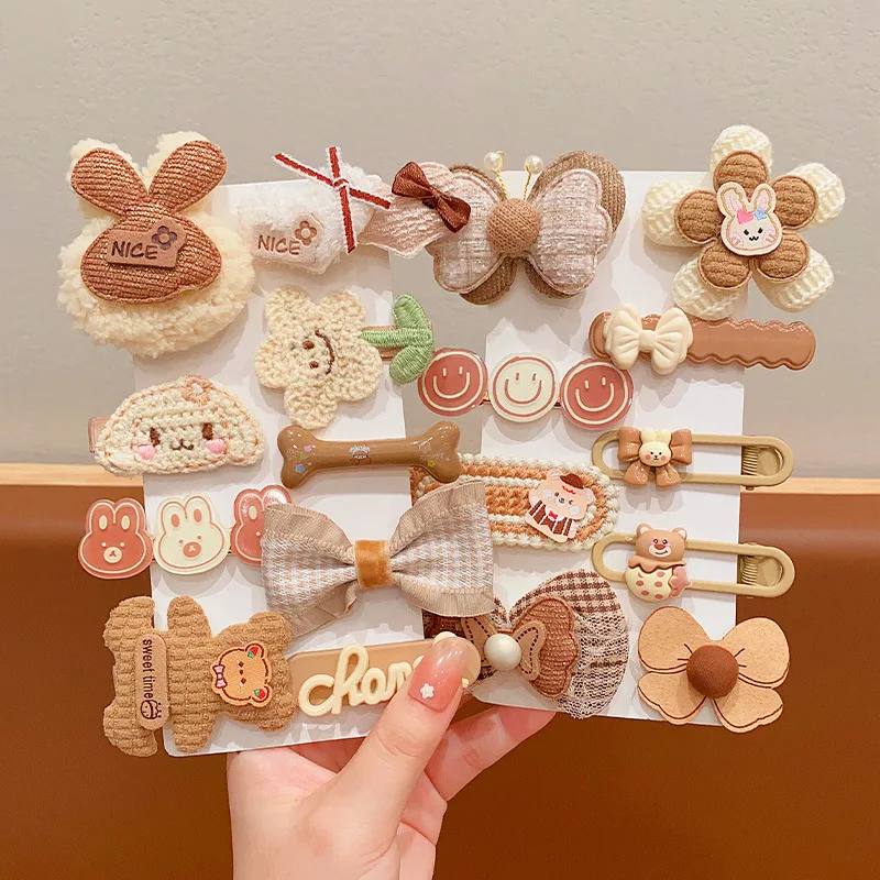 

【Набор из 9 предметов 】 Новинка 2023 года детские заколки для волос на осень и зиму милые заколки для волос для маленьких девочек с разбитыми краями Детские аксессуары для волос