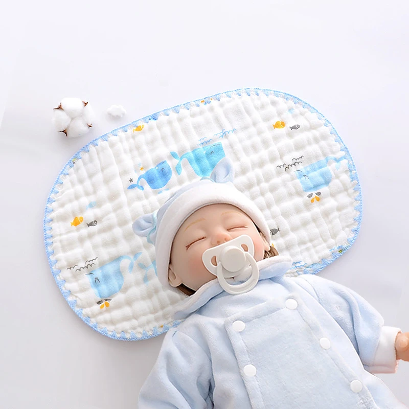 10 Layer Cotton Muslin Baby Pillows for Newborn Gauze Towel Burp Cloths Baby Stuff Infant Flat Pillow Bedding Babies Accessories