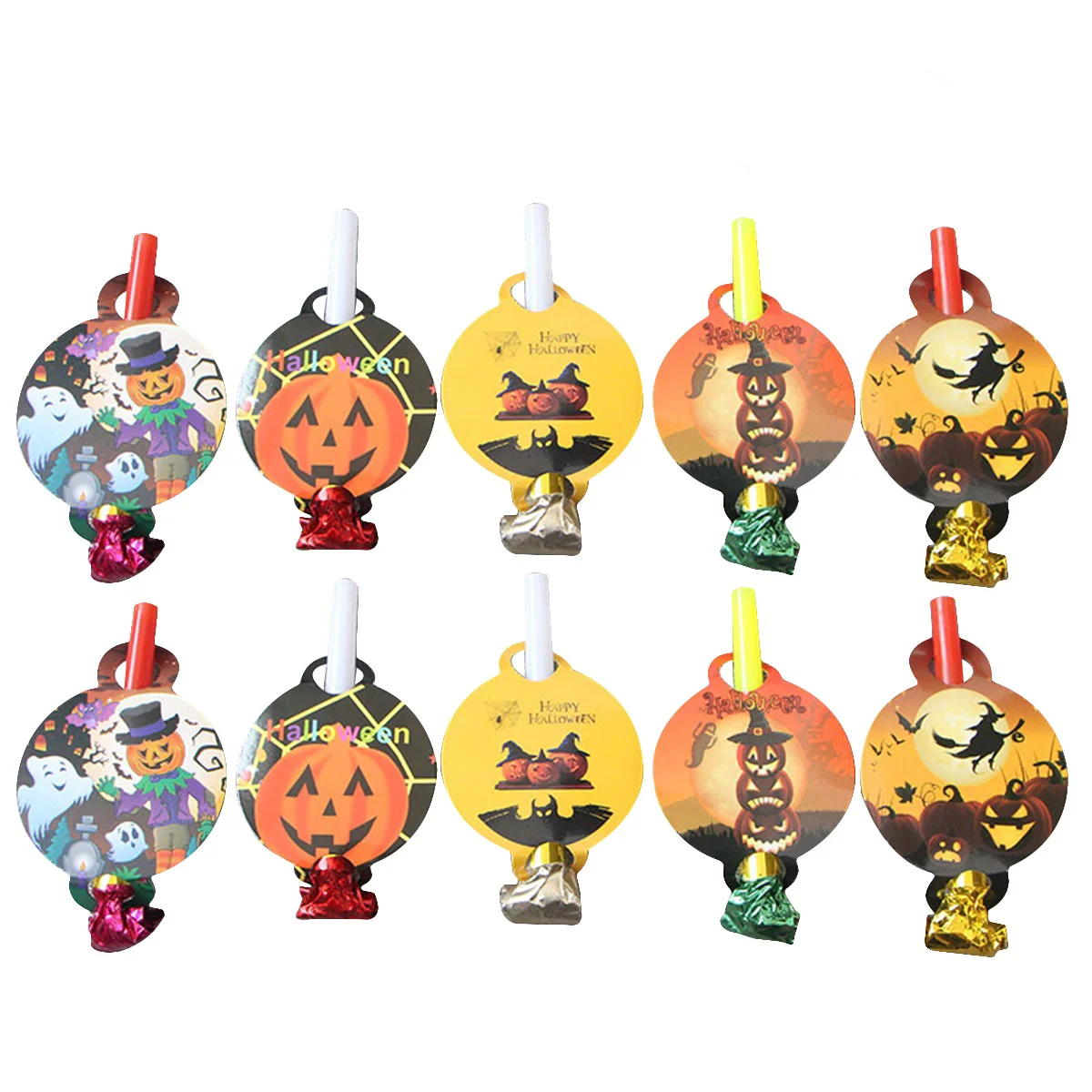 

50pcs Kids Blowouts Paper elements Cartoon Birthday Festival Party Blowers Noise Makers Supplies