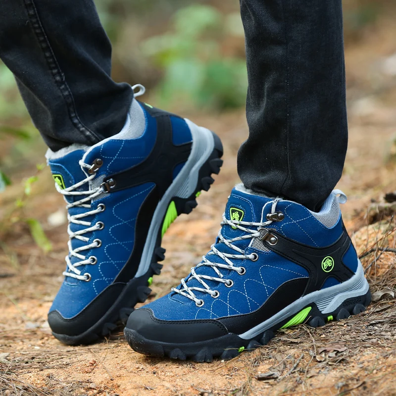 New Winter Trekking Boots Men Women Waterproof Hiking Shoes Woman Warm Fur Outdoor Trekking Sneakers Mens Mountain Hunting Boots