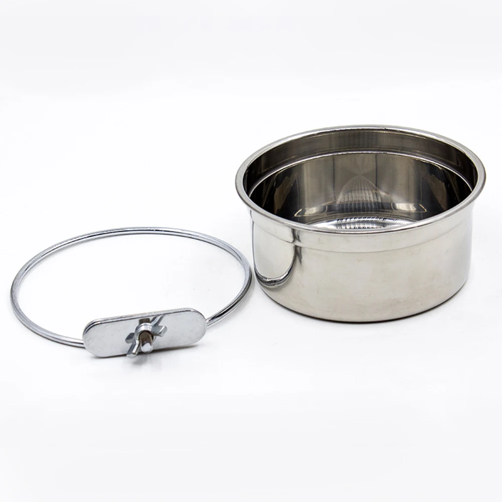 

Food Non Toxic Stainless Steel Silver Pet Supplies Hanging Round Durable Cat Feeding Dog Bowl