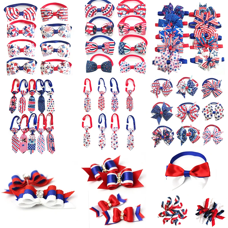 

50pcs Pet Products Dog Bows Cat Dog Pet Bow Tie Grooming Accessories for Independence Day Pet Supplies