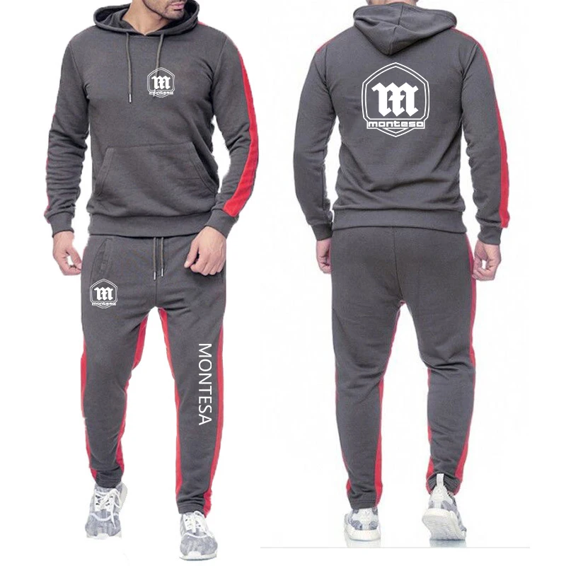 Мужской однотонный мотоциклетный комплект Montesa Повседневный пуловер с капюшоном