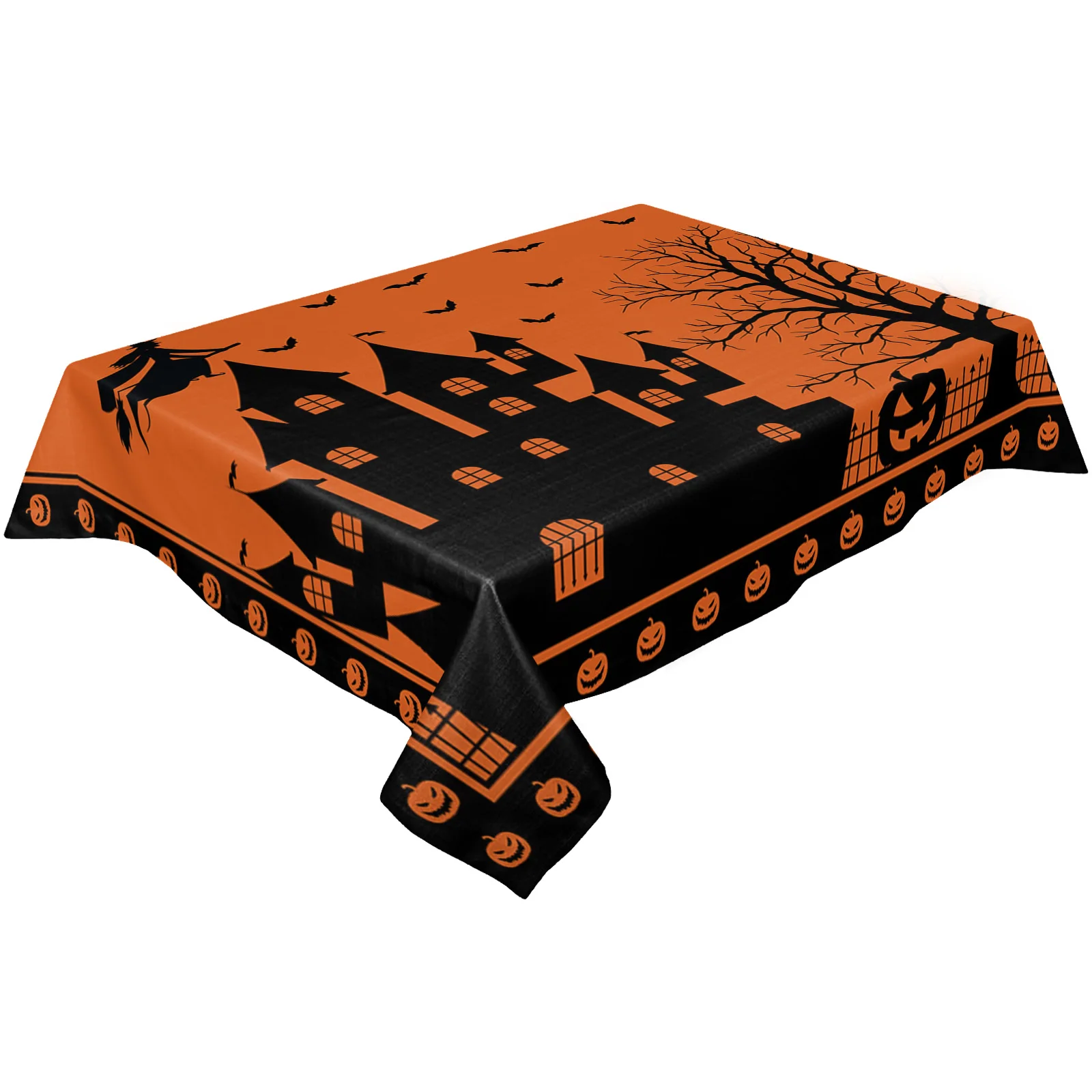 

Хэллоуин замок ведьма Тыква дерево оранжевая скатерть водонепроницаемый чехол для обеденного стола кухня дом Декоративная скатерть Tapete ск...