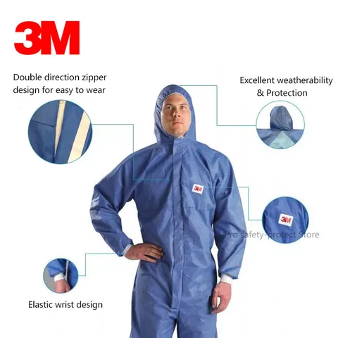 Защитный Комбинезон 3M 4532, одежда для чистых помещений, антистатические антихимические жидкие брызги, защита от радиации, эффективные частицы