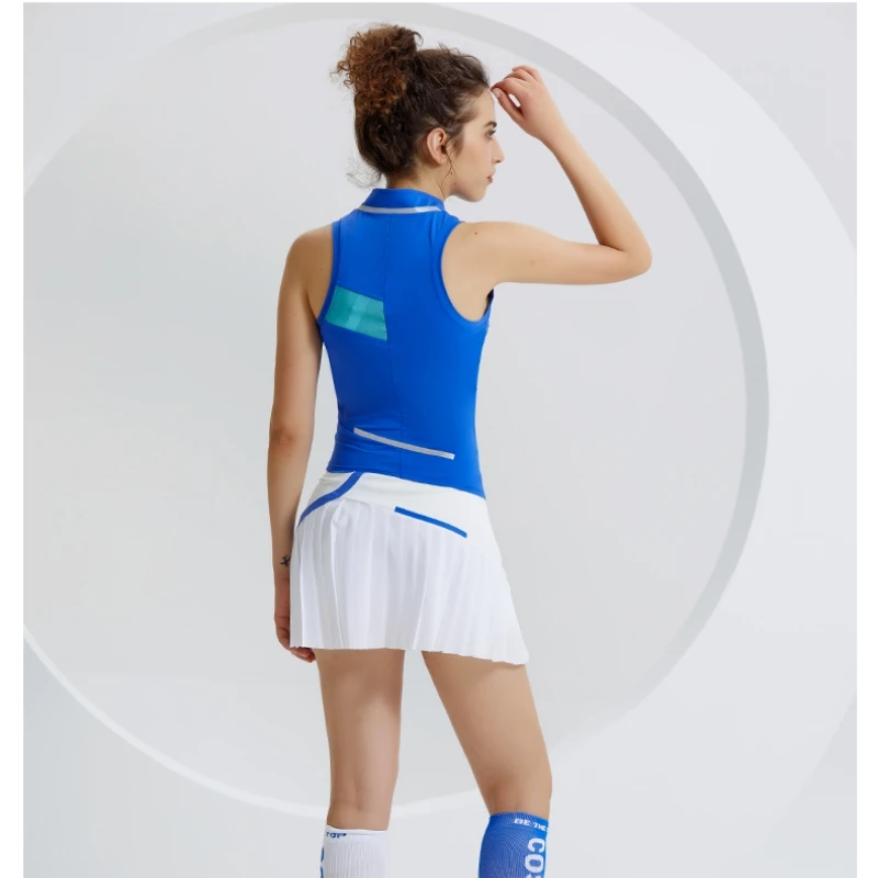 2 Piece Tennis Suit Women Sport Set Gym Fitness Yoga Clothing Workout Running Set Sleeveless Vest Top + Tennis Short Skirts